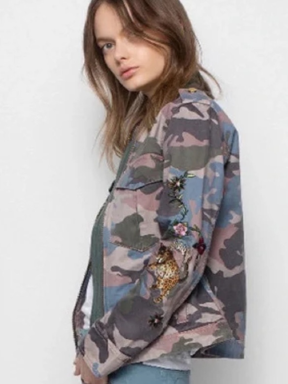 ZADIG &VOLTAIRE CAMOUFLAGE EMBROIDERED JACKET